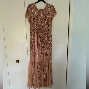 R&M Richard’s Collection Rose Gold Sequin Maxi Dress size 14